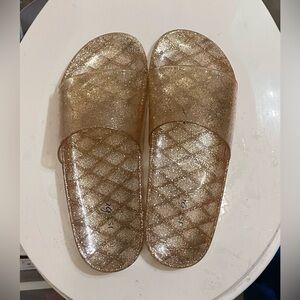 Sparkling Gold Slide Sandals